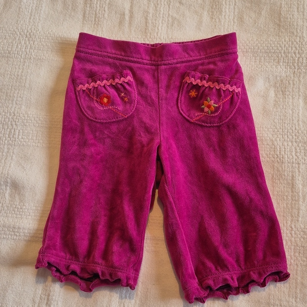 Gymboree girls 3-6 months purple velour pants VGUC